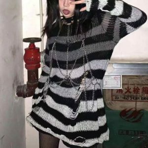 Y2K Grunge Aesthetic Sweater for Trendy Outfits and Cozy Vibes