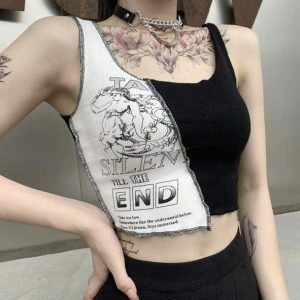 Y2K Grunge Aesthetic Top - Trendy Crop for Summer Outfits & 90s Vibes