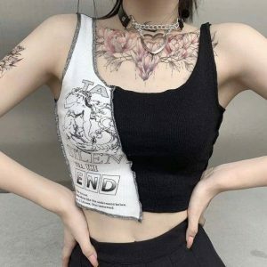 Y2K Grunge Aesthetic Top - Trendy Crop for Summer Outfits & 90s Vibes