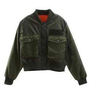 Y2K Grunge Army Girl Jacket: Vintage 90s Fashion Statement Piece