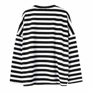 Y2K Grunge Black and White Striped Sweatshirt for Trendy Outfits