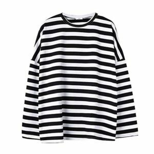 Y2K Grunge Black and White Striped Sweatshirt for Trendy Outfits