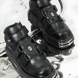 Y2K Grunge Chunky Metal Platform Boots for Bold Summer Outfits