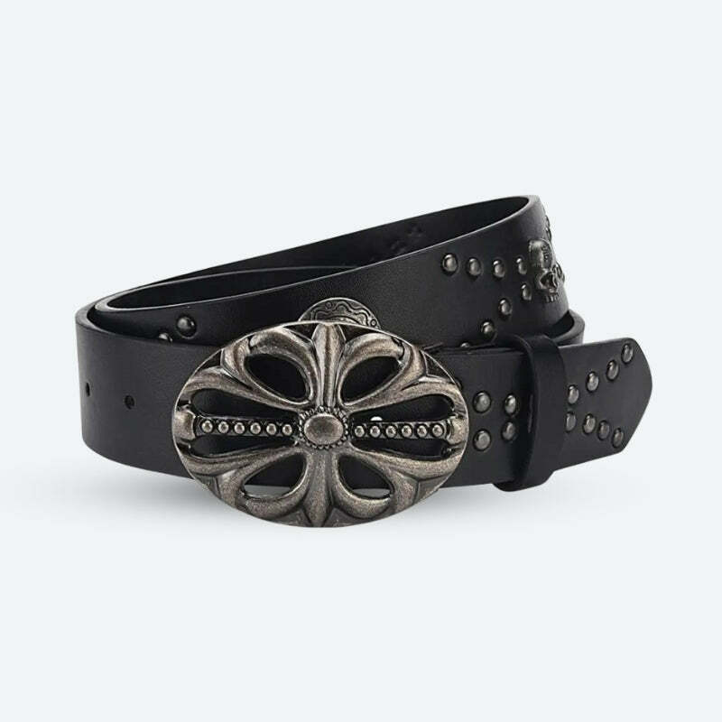 Y2K Grunge Cross Buckle Belt for Trendy 90s Fashion Outfits