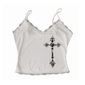 Y2K Grunge Cross Crop Top: Trendy 90s Style for Effortless Summer Vibes