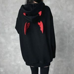 Y2K Grunge Diablo Hoodie: Trendy 90s Fashion for Effortless Style