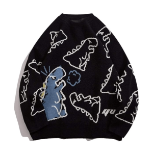 Y2K Grunge Dino Sweater: Trendy 90s Fashion for Aesthetic Outfits