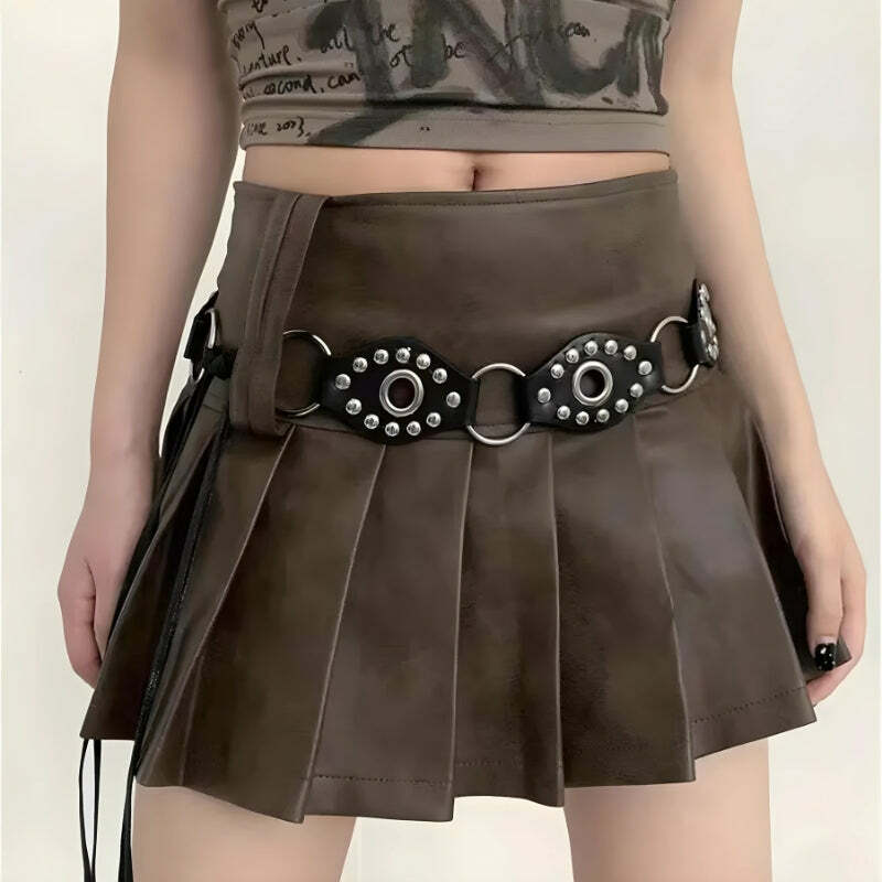 Y2K Grunge Faux Leather Lace-Up Belt for Edgy Summer Outfits