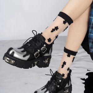 Y2K Grunge Flame Chunky Platform Shoes for Bold Summer Outfits