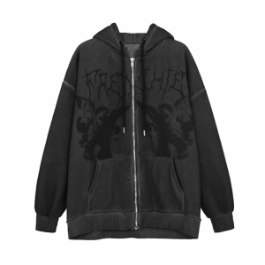 Y2K Grunge Guardian Hoodie: Vintage 90s Aesthetic Streetwear Style