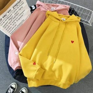 Y2K Grunge Love Heart Hoodie - Trendy 90s Aesthetic Streetwear Style