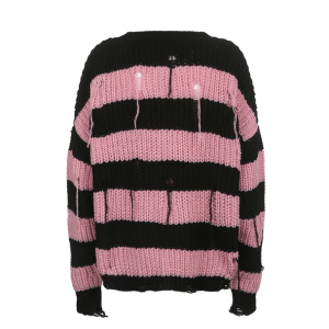 Y2K Grunge Pink Distress Emo Sweater for Trendy Aesthetic Outfits