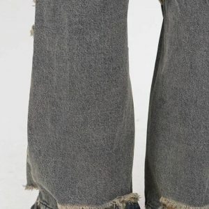 Y2K Grunge Ripped Straight Leg Jeans for Trendy Summer Outfits