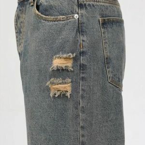 Y2K Grunge Ripped Straight Leg Jeans for Trendy Summer Outfits