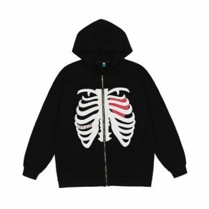 Y2K Grunge Skull Hoodie: Edgy Streetwear for Bold Summer Outfits