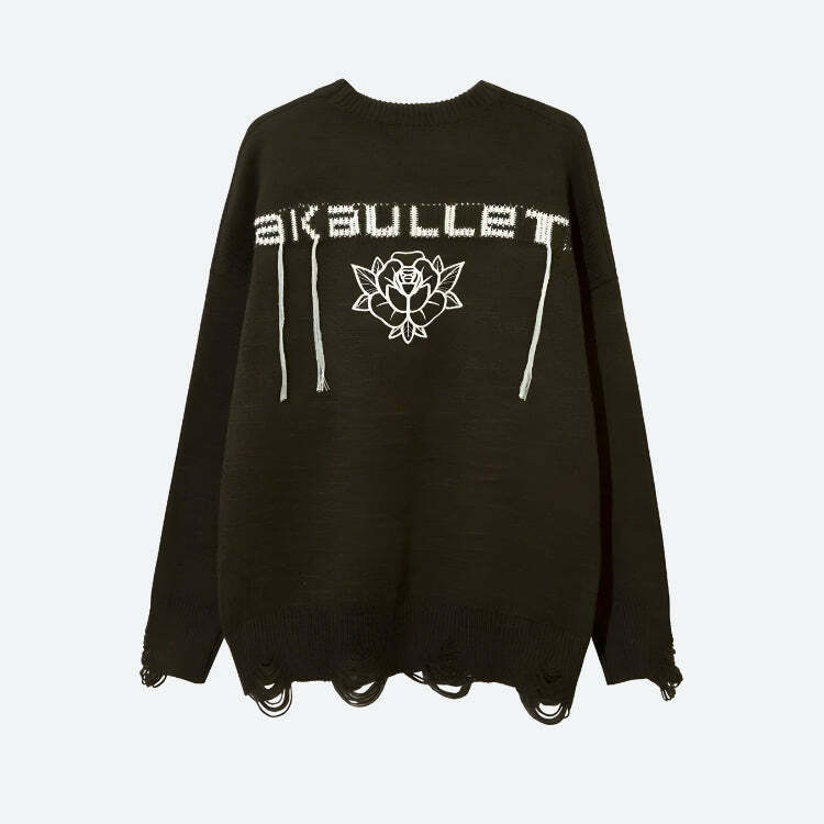 Y2K Grunge Tasseled Sweater for Trendy Summer Outfits and Aesthetic Looks