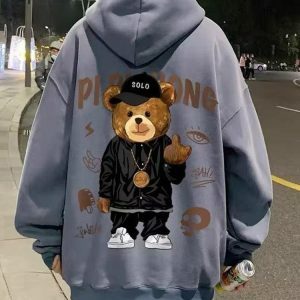 Y2K Grunge Teddy Hoodie: Trendy Streetwear for Effortless Style