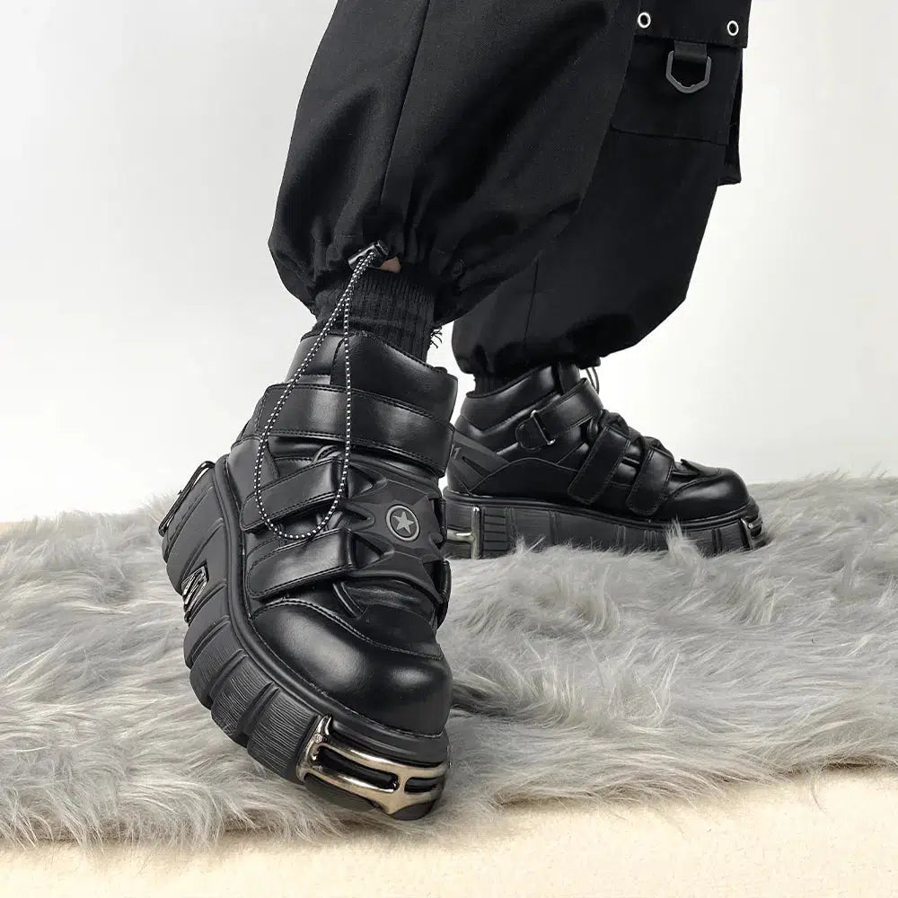 Y2K Grunge Velcro Strap Platform Boots for Trendy Summer Outfits