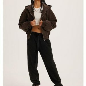 Y2K Grunge Zip-Up Hoodie: Vintage 90s Fashion Essential for Summer Outfits