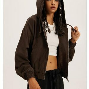 Y2K Grunge Zip-Up Hoodie: Vintage 90s Fashion Essential for Summer Outfits