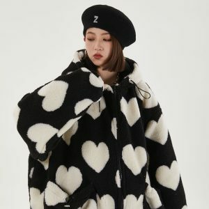 Y2K Heart Pattern Hooded Jacket for Trendy Summer Outfits