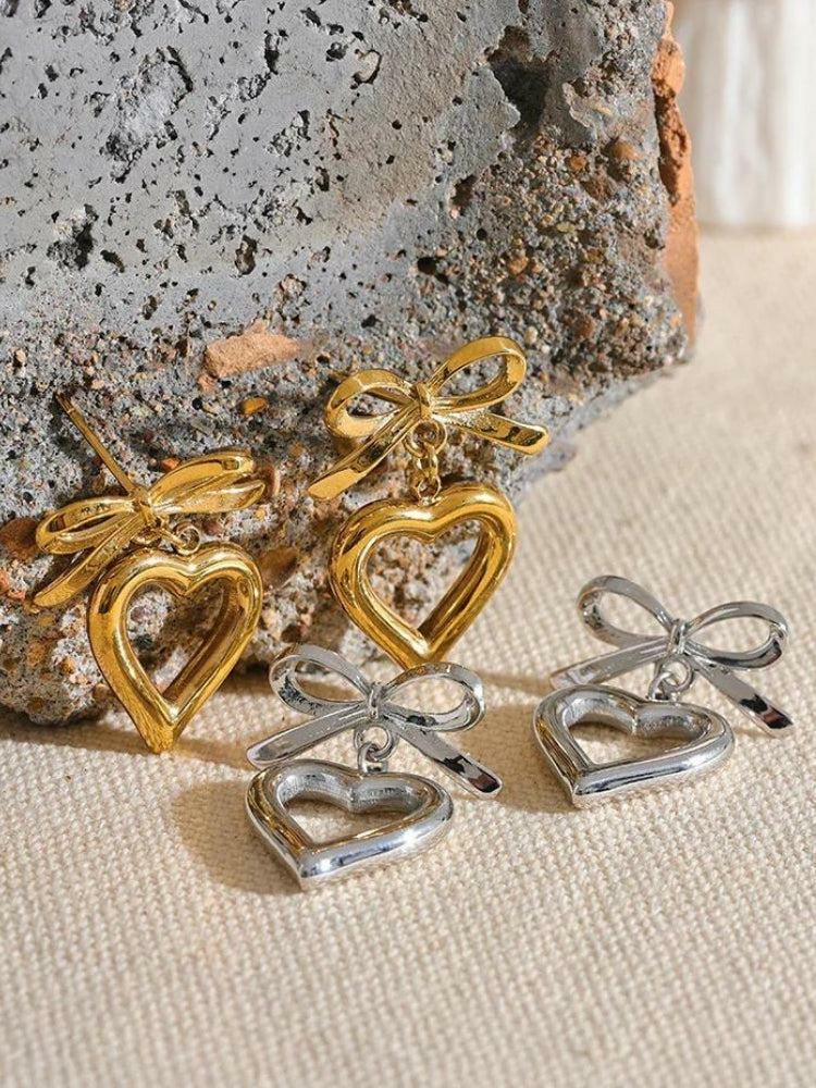 Y2K-Inspired Bow & Heart Earrings for Trendy Summer Outfits