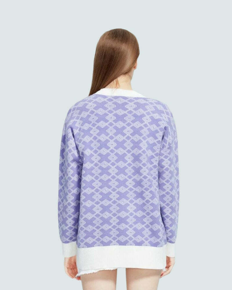 Y2K-Inspired Buttoned Purple Cardigan for Trendy Summer Outfits