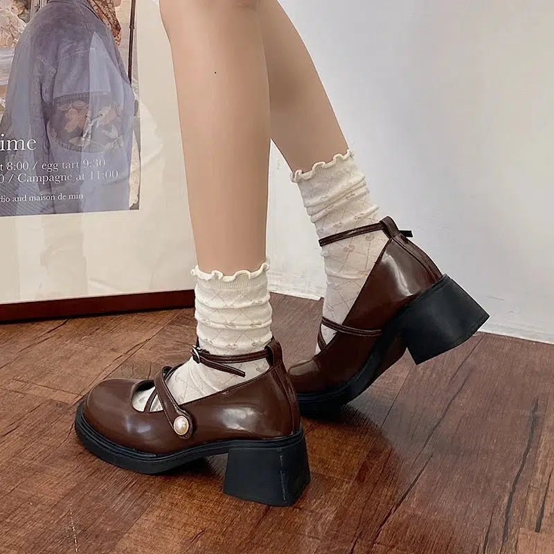 Y2K-Inspired Dark Academia Mary Jane Shoes for Aesthetic Outfits