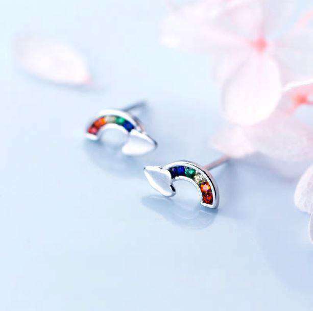 Y2K-Inspired Silver Rainbow Earrings for a Trendy Aesthetic Look