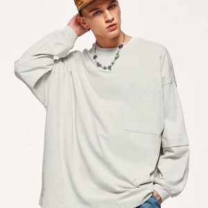 Y2K Layered Sleeve Basic Sweatshirt for Trendy Summer Outfits