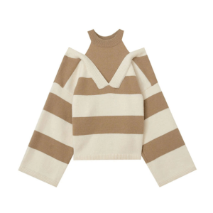 Y2K Open Shoulder Stripe Sweater: Trendy Summer Layering Essential