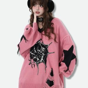 Y2K Pastel Goth Sweater: Trendy Grunge Aesthetic for Stylish Outfits