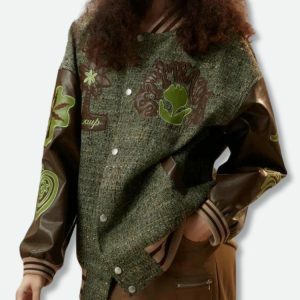 Y2K Patchwork Bomber Jacket: Trendy Grunge Aesthetic for Summer Outfits