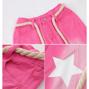 Y2K Pink Blush Wide Leg Jeans for Trendy Summer Outfits