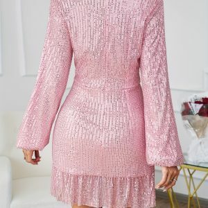 Y2K Pink Sequin Mini Dress for Summer Parties & Prom Nights