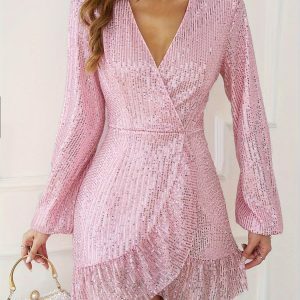 Y2K Pink Sequin Mini Dress for Summer Parties & Prom Nights