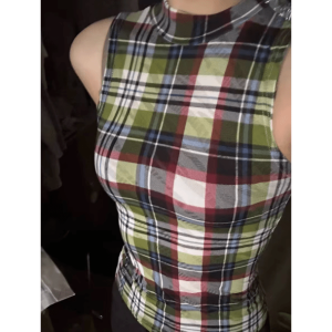 Y2K Plaid Aesthetic Tank Top for Trendy Summer Outfits