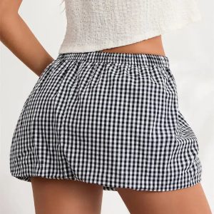 Y2K Plaid Bubble Mini Skirt - Trendy 90s Fashion for Summer Outfits