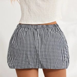 Y2K Plaid Bubble Mini Skirt - Trendy 90s Fashion for Summer Outfits