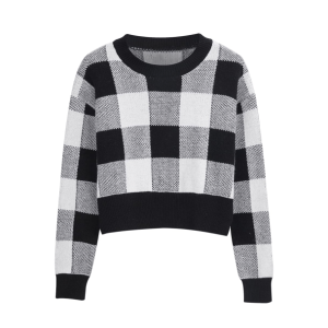 Y2K Plaid Preppy Cropped Sweater for Trendy Summer Outfits