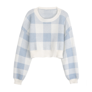 Y2K Plaid Preppy Cropped Sweater for Trendy Summer Outfits