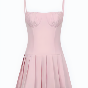 Y2K Pleated Pink Mini Dress for Summer: Cute & Trendy Outfit Idea