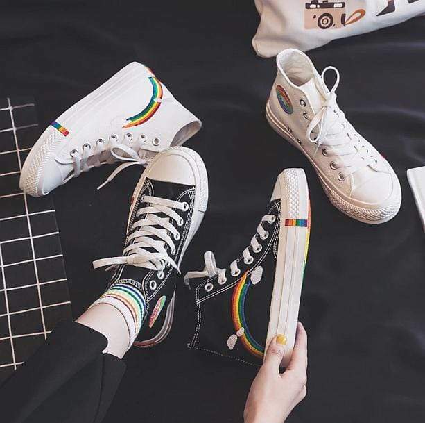 Y2K Rainbow Vibes Sneakers for Trendy Summer Outfits and Aesthetic Looks