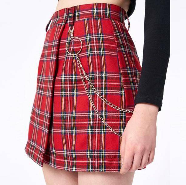 Y2K Red Checkered Skirt: Trendy Grunge Aesthetic for Summer Outfits