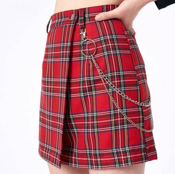 Y2K Red Checkered Skirt: Trendy Grunge Aesthetic for Summer Outfits