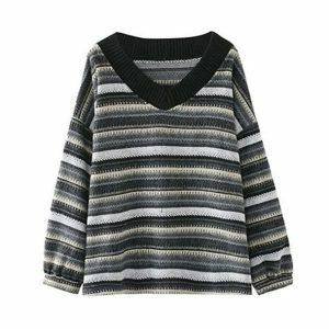 Y2K Retro Striped Sweater: Vintage 90s Fashion Essential for Aesthetic Outfits