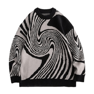 Y2K Retro Wavy Sweater: Trendy 90s Fashion for Effortless Style