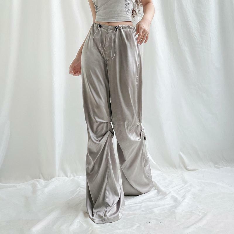 Y2K Satin Wide Leg Pants: Trendy 90s Fashion for Effortless Summer Style