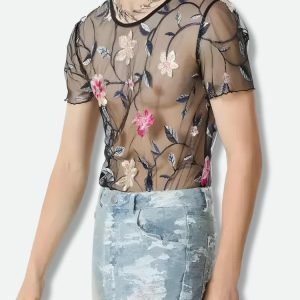 Y2K Sheer Floral Top: Trendy Summer Outfit for Effortless Style