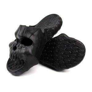 Y2K Skull Slippers: Trendy Grunge Aesthetic Footwear for Summer Vibes